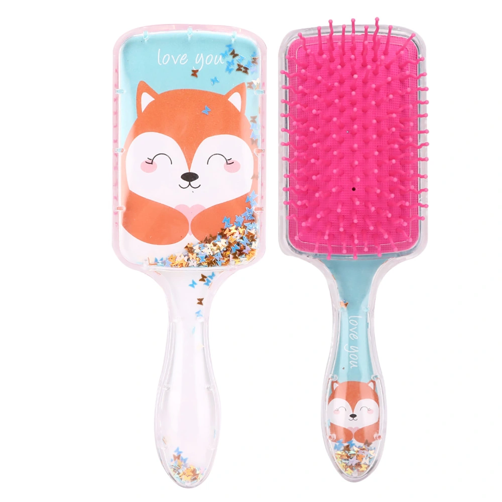 Children Cartoon Sequins Gasbag Hairdressing Comb Head Scalp Massage Comb Styling ToolBlue