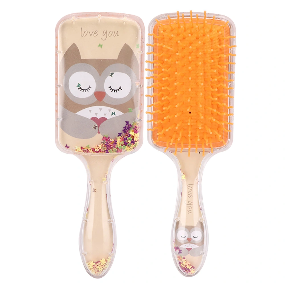 Children Cartoon Sequins Gasbag Hairdressing Comb Head Scalp Massage Comb Styling ToolYellow