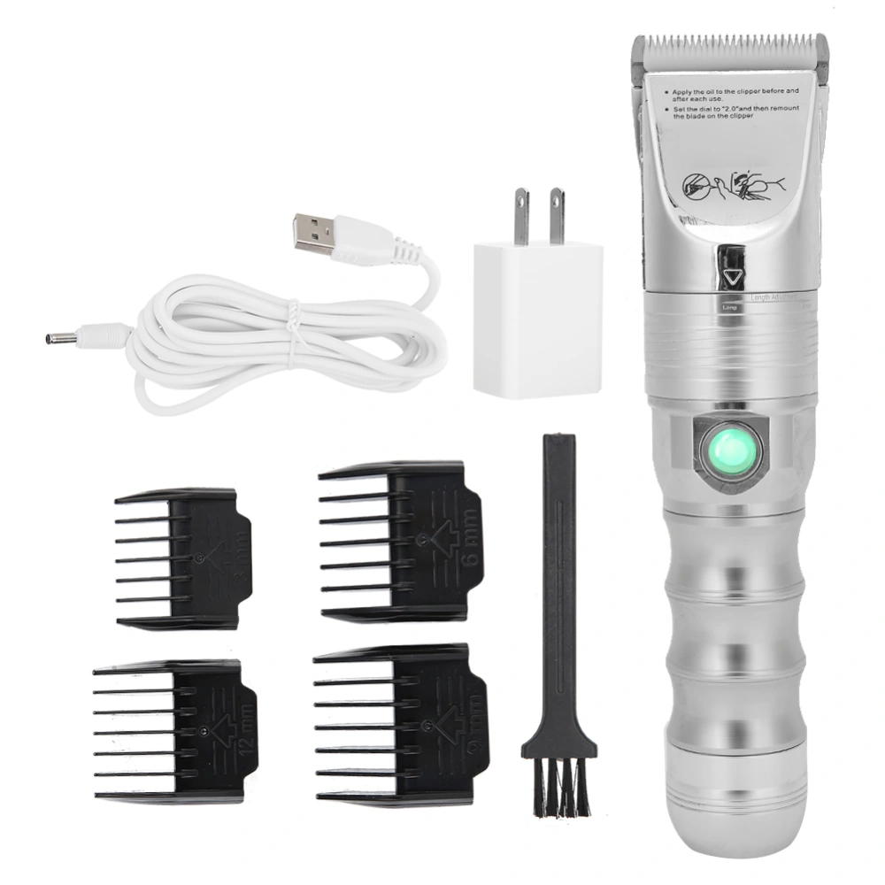 Electric Hair Clipper Oil Head Hair Trimmer Hair Styling Barber Haircutting Tool US Plug 100-240V Silver