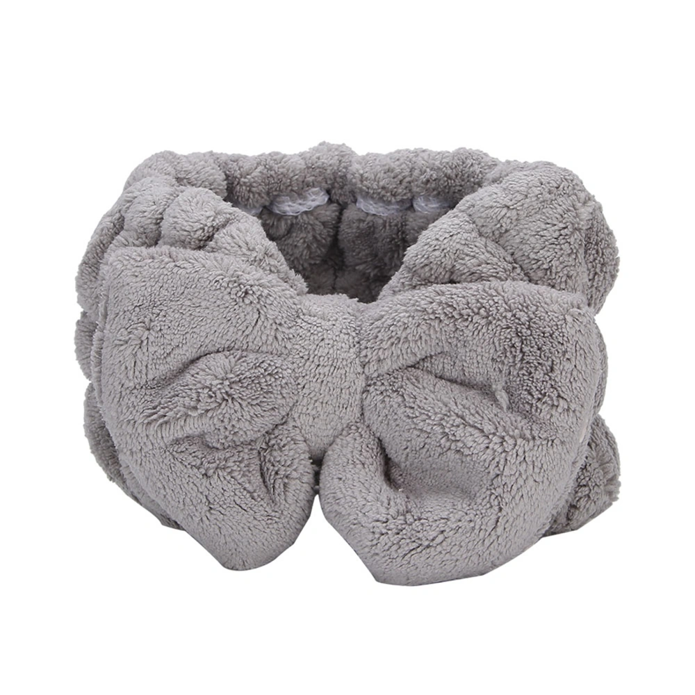 Coral Fleece Hairbow Headband Strong Water Absorption Makeup Cosmetic Hairband Hair AccessoriesGray