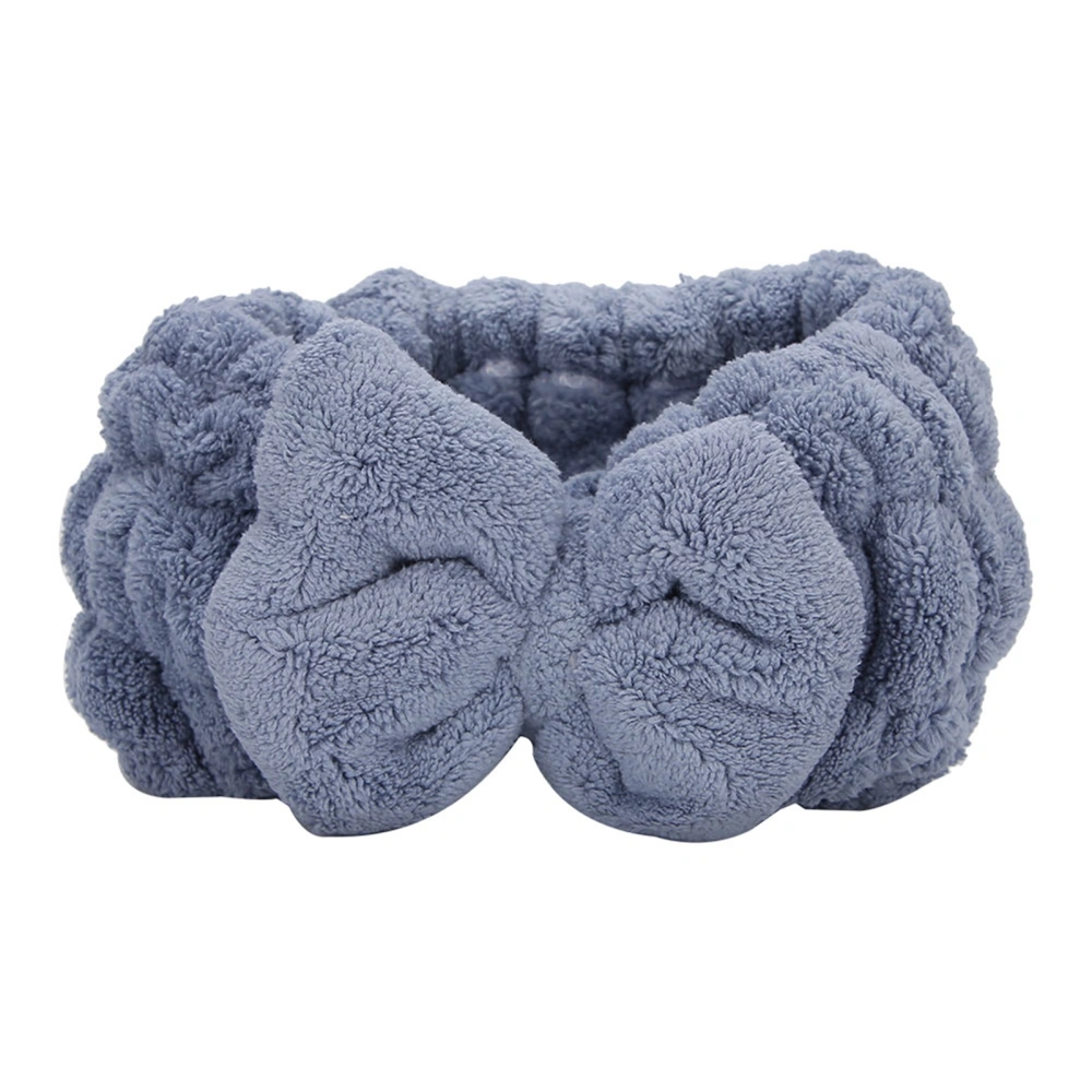 Coral Fleece Hairbow Headband Strong Water Absorption Makeup Cosmetic Hairband Hair AccessoriesBlue