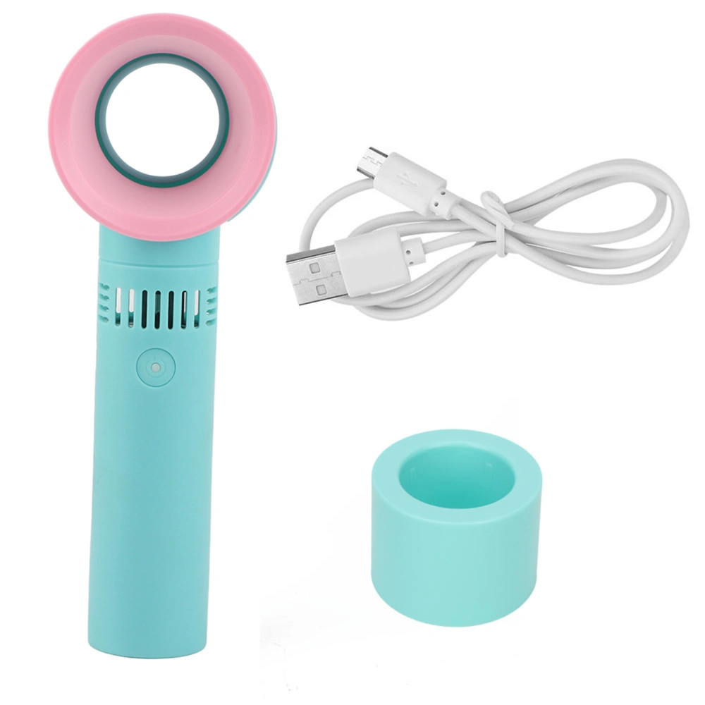 Portable Mini USB Rechargeable Bladeless Hand Held Grafting False Eyelashes Fan (Blue)