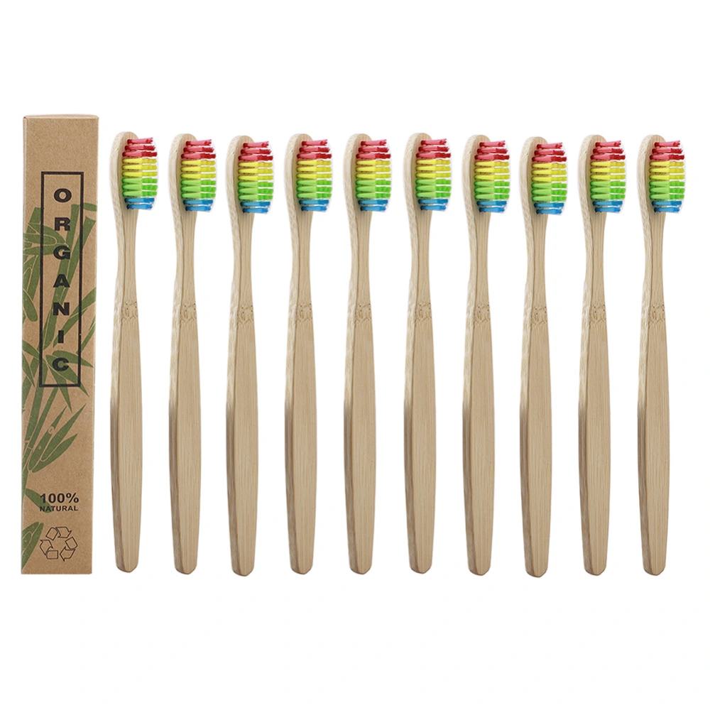 10pcs Bamboo Toothbrushes Individually Wrapped Cleaning Soft Bamboo Toothbrushes for Daily Life Colorful