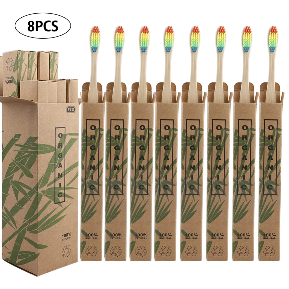 8 In 1 Bamboo Toothbrushes Cleaning Gum Sustainable Soft Bamboo Toothbrushes Colorful