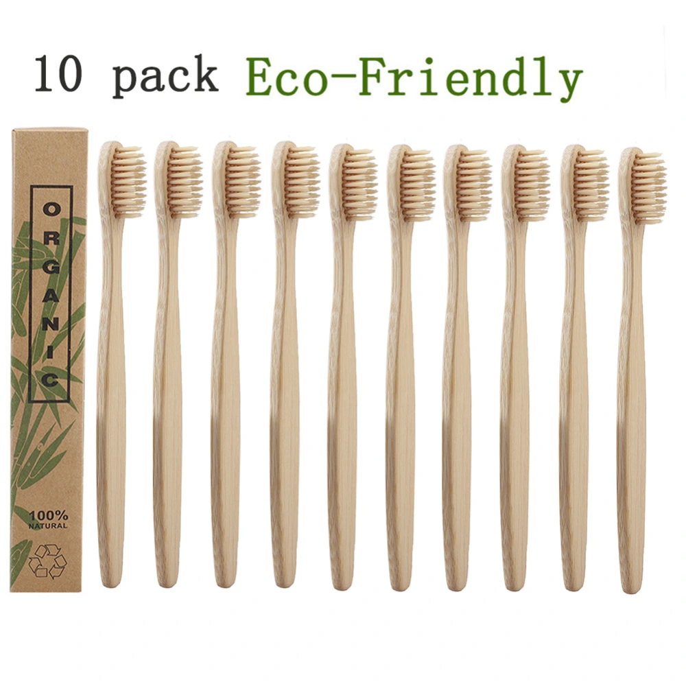 10pcs Bamboo Toothbrushes Individually Wrapped Cleaning Soft Bamboo Toothbrushes for Daily Life Beige