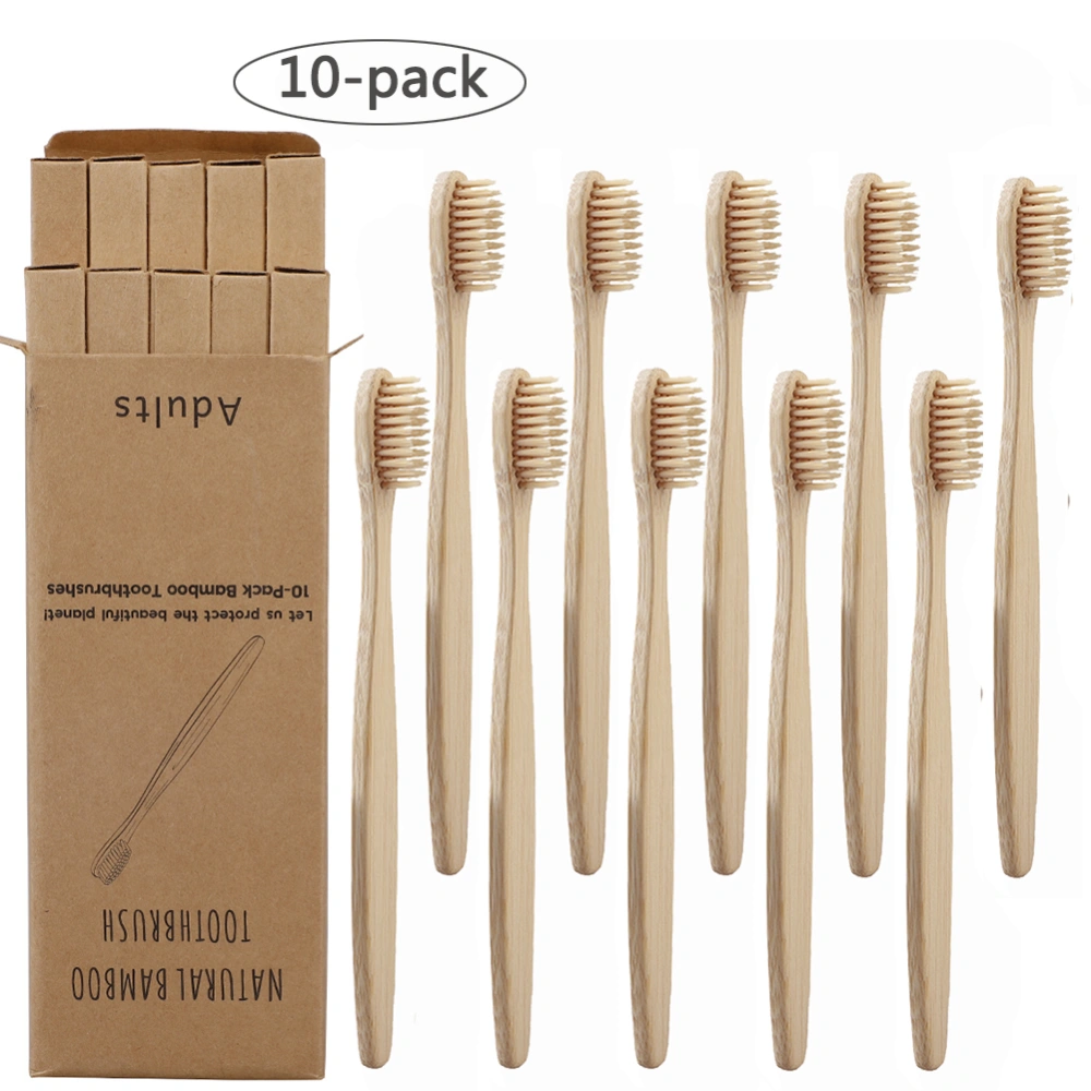 10PCS Toothbrushes Soft Bristle Remove Surface Stains Comfortable Grasp Toothbrushes Set for Adult 17cm Length Beige Yellow