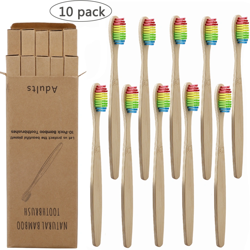 10PCS Toothbrushes Soft Bristle Remove Surface Stains Comfortable Grasp Toothbrushes Set for Adult 17cm Length Multicolored