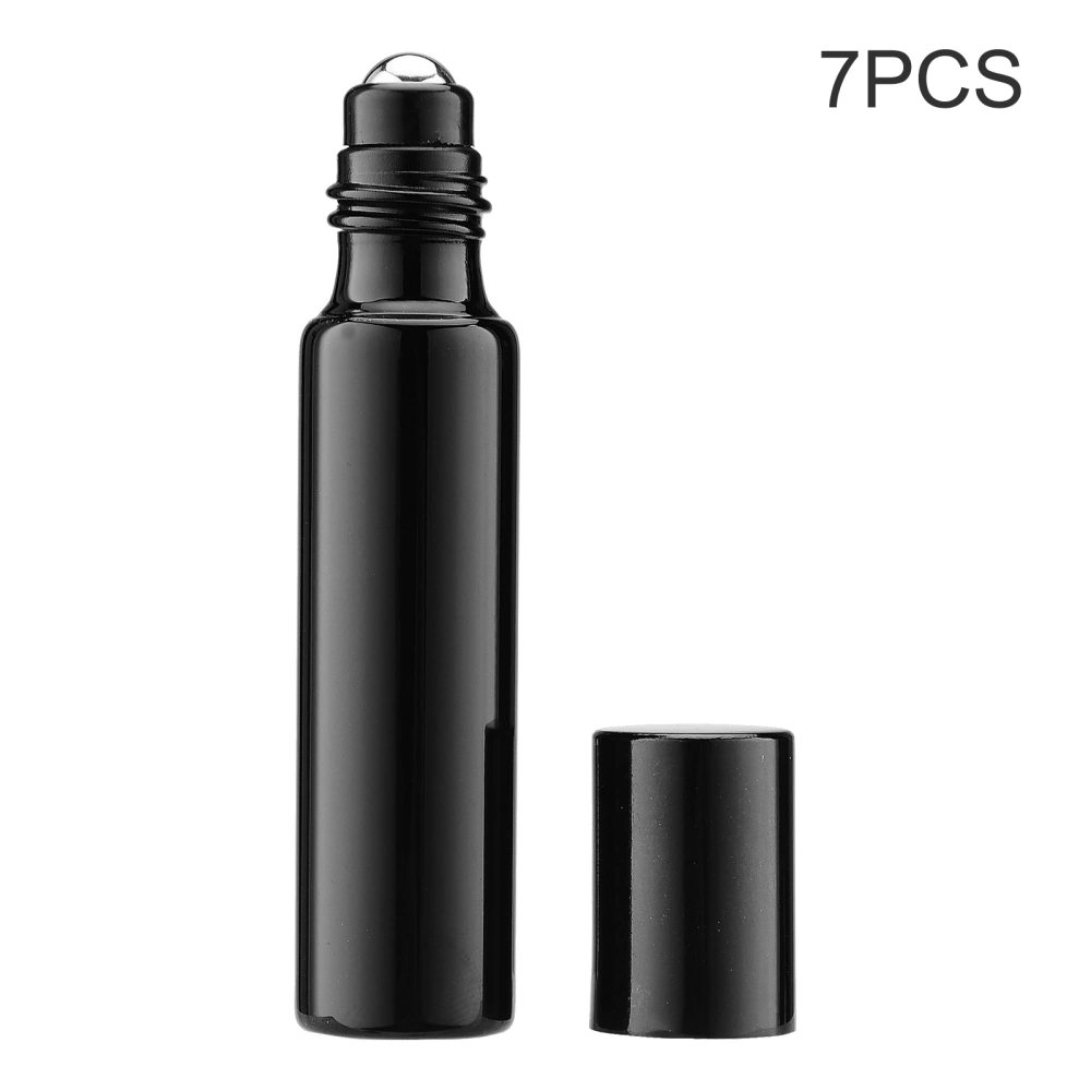 7pcs Refillable Perfume Bottle Glass Essential Oil Roller Bottles Portable Lightweight Empty Roll On Bottle for Travel 10ml Black