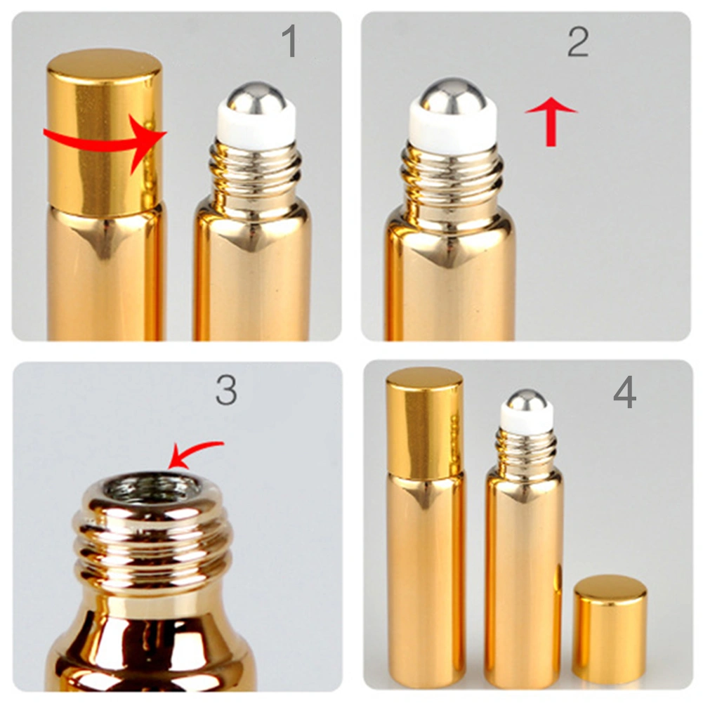 7pcs Refillable Perfume Bottle Glass Essential Oil Roller Bottles Portable Lightweight Empty Roll On Bottle for Travel 5ml Black