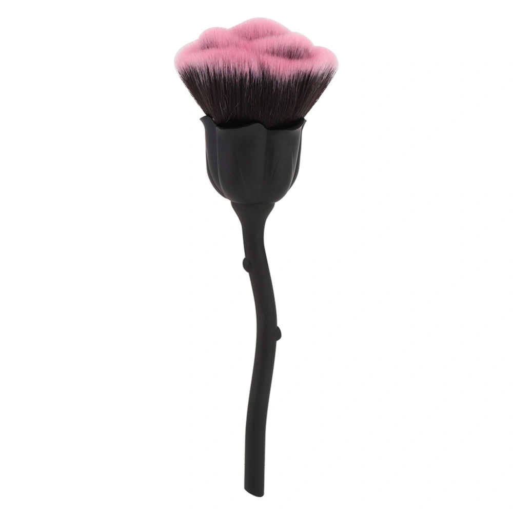 Rose Shape Long Handle Nail Art Brush Manicure Nail Polishing Dust Powder Removal Brush 02#