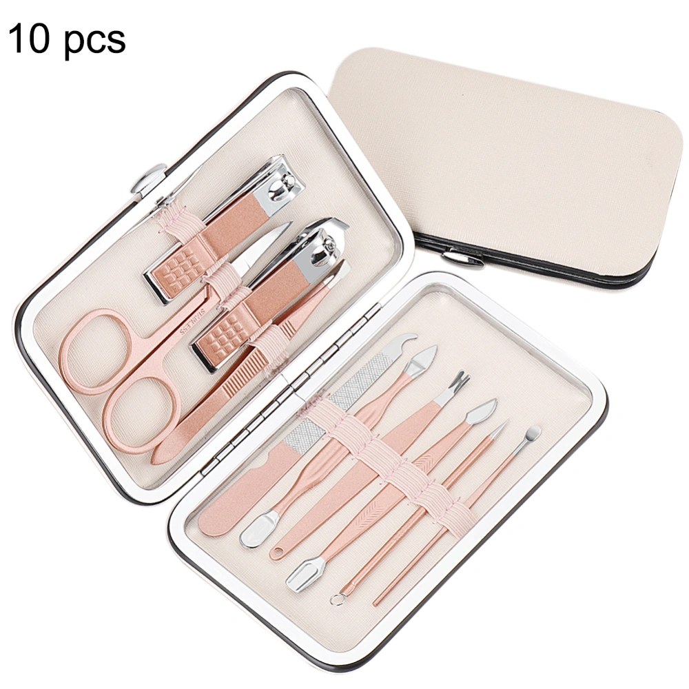 Nail Clippers Set 10 in 1 Portable Stainless Steel Manicure Pedicure Tool Set with Case for Home Travel Salon Rose Gold