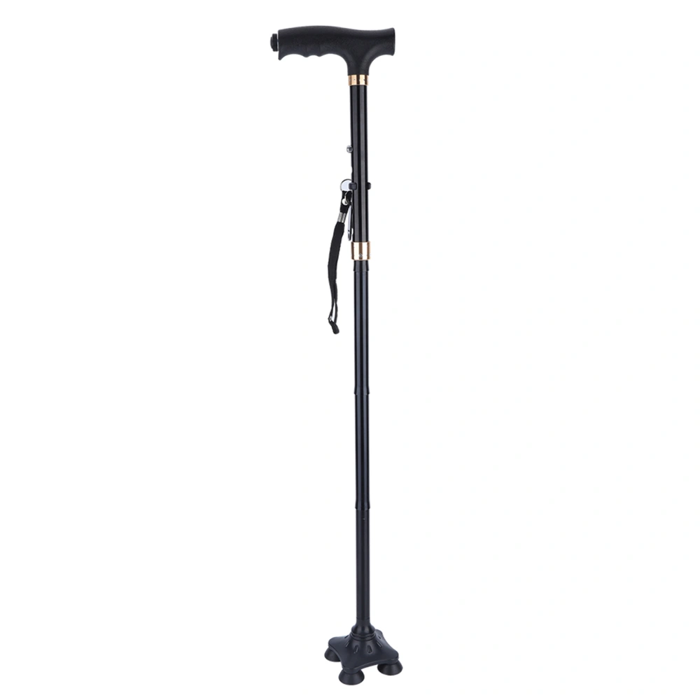 Adjustable Folding Cane Aluminium Alloy Antislip Walking Stick with Lamp for Old Man