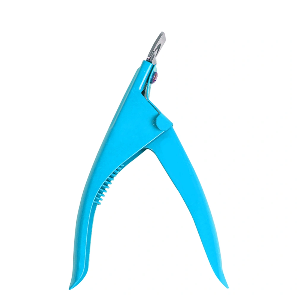 Fake Nail Scissors French U shaped Nail Art Clipper Manicure Tool (Blue)