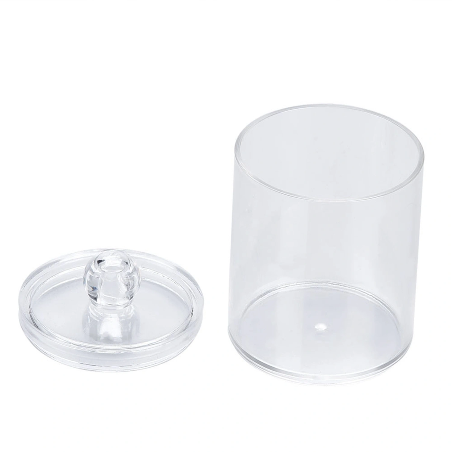 Transparent Round Cotton Bud Case Acrylic Cotton Swab Holder Storage Container Organizer