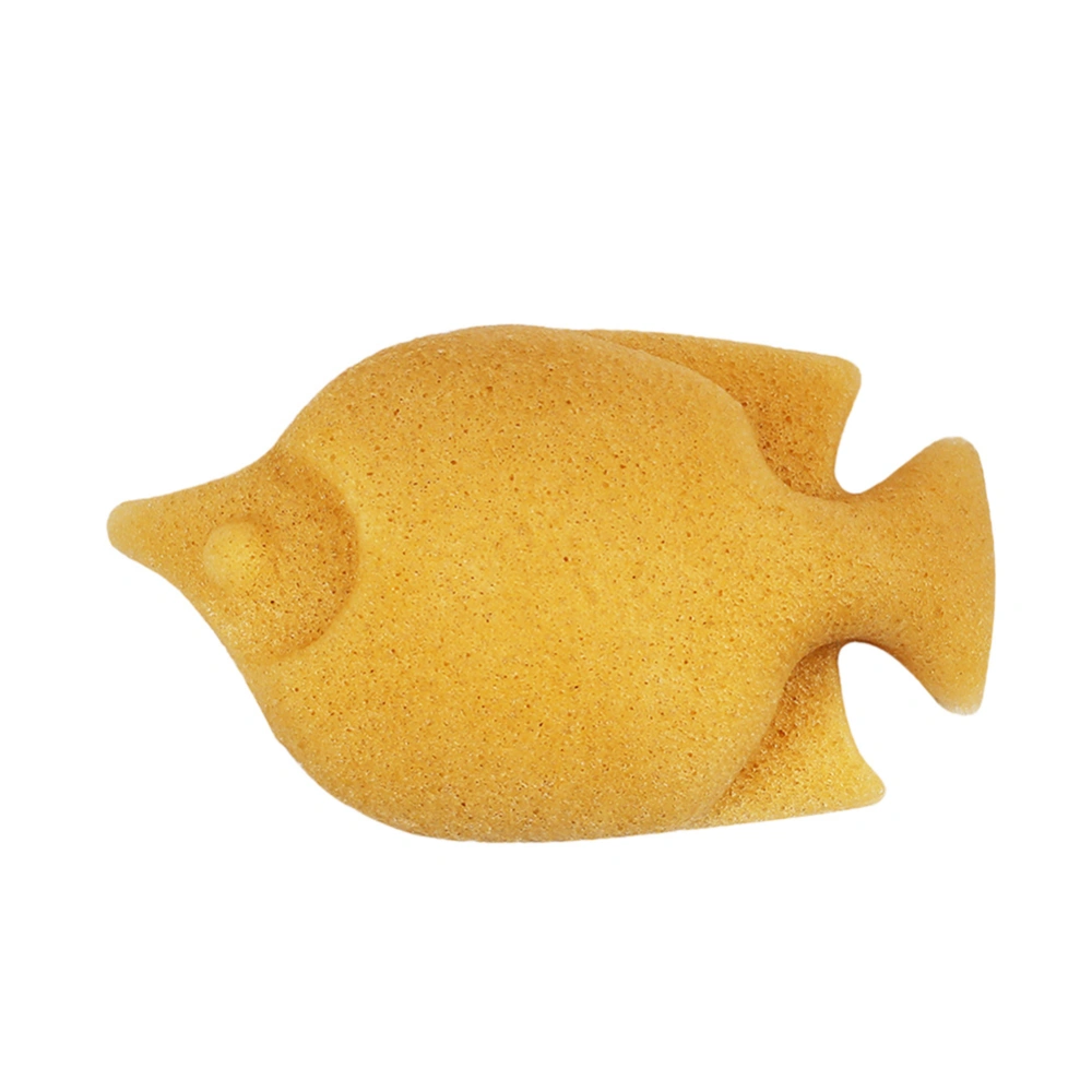 Fish shape Wash Face Flutter Natural Face Body Care Sponges Dry (Ginger yellow)