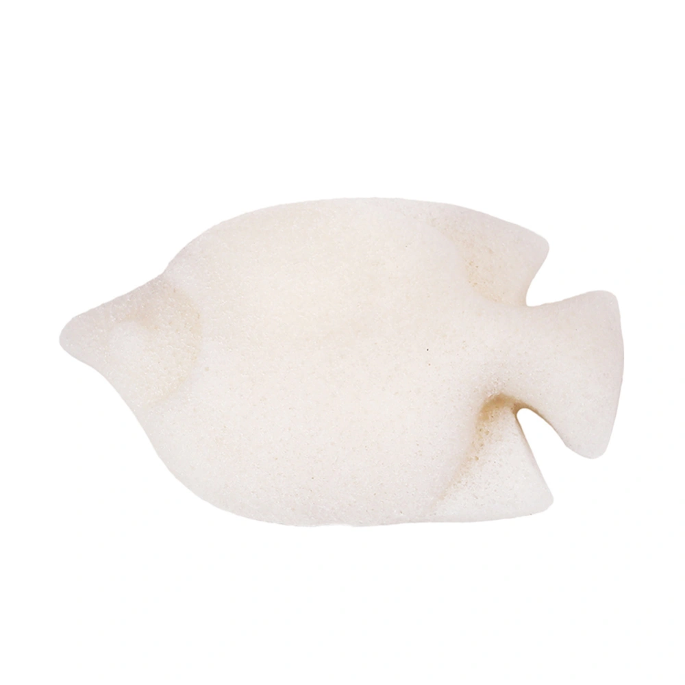 Fish shape Wash Face Flutter Natural Face Body Care Sponges Dry (White)