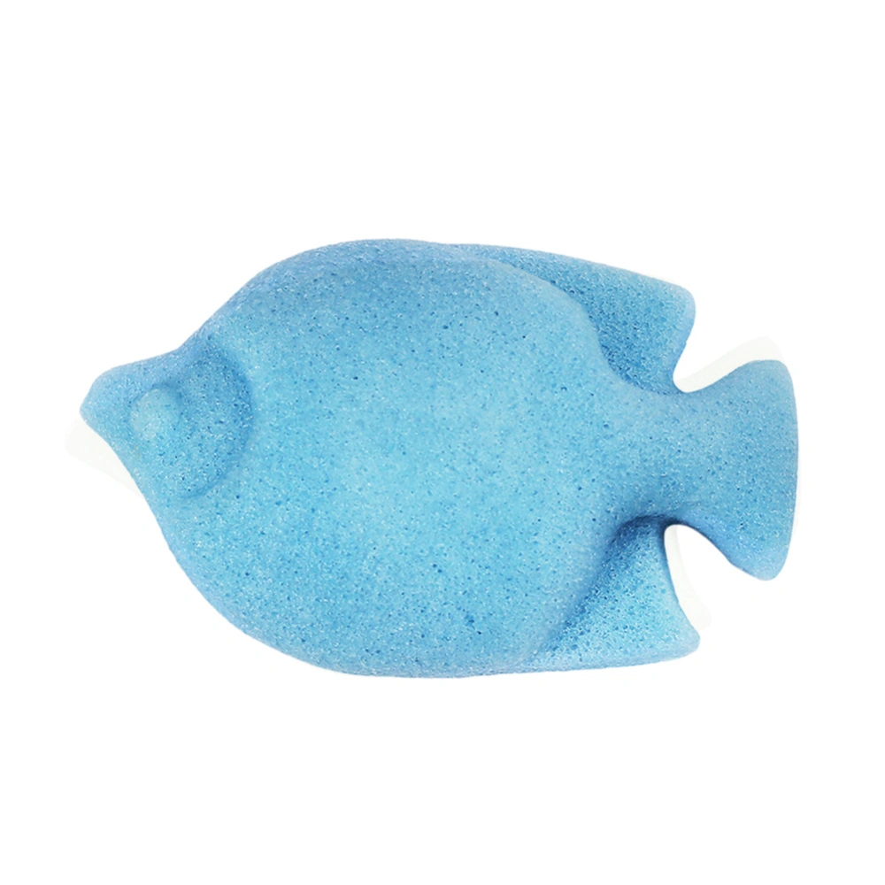 Fish shape Wash Face Flutter Natural Face Body Care Sponges Dry (Blue)