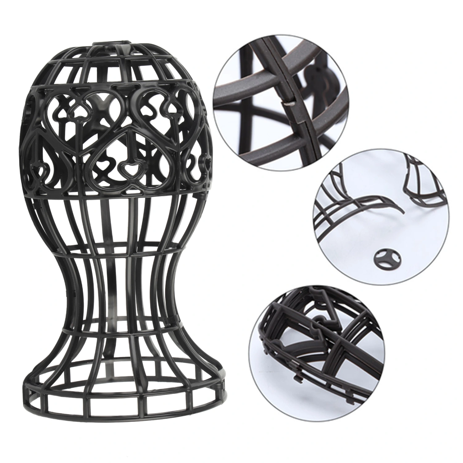 ABS Foldable Wig Display Support Stand Professional Holder Folding Wig Air Dry(Black)