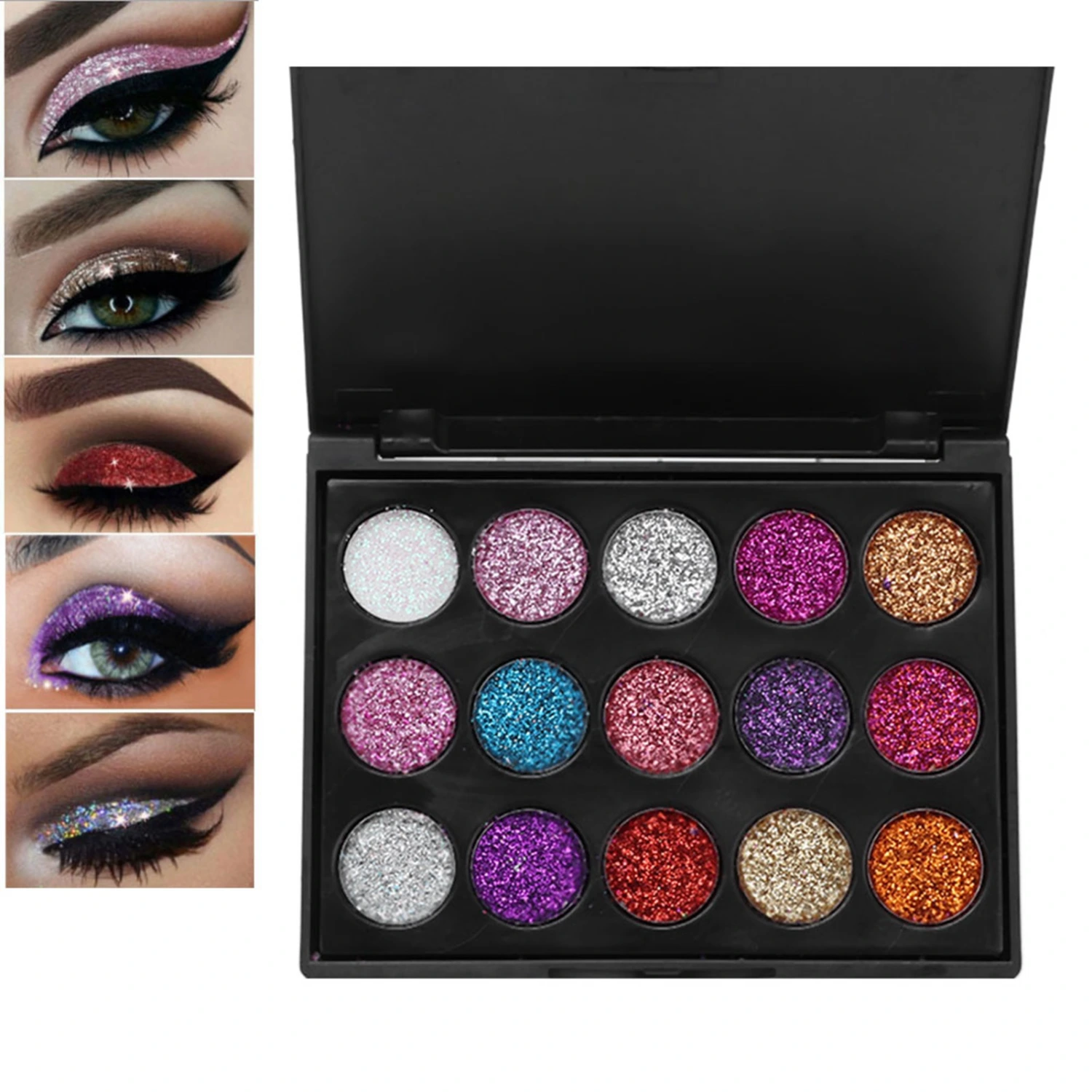 15 Colors Waterproof Glitter Eyeshadow Palette Shining Eye Shadow Cosmetic Powder
