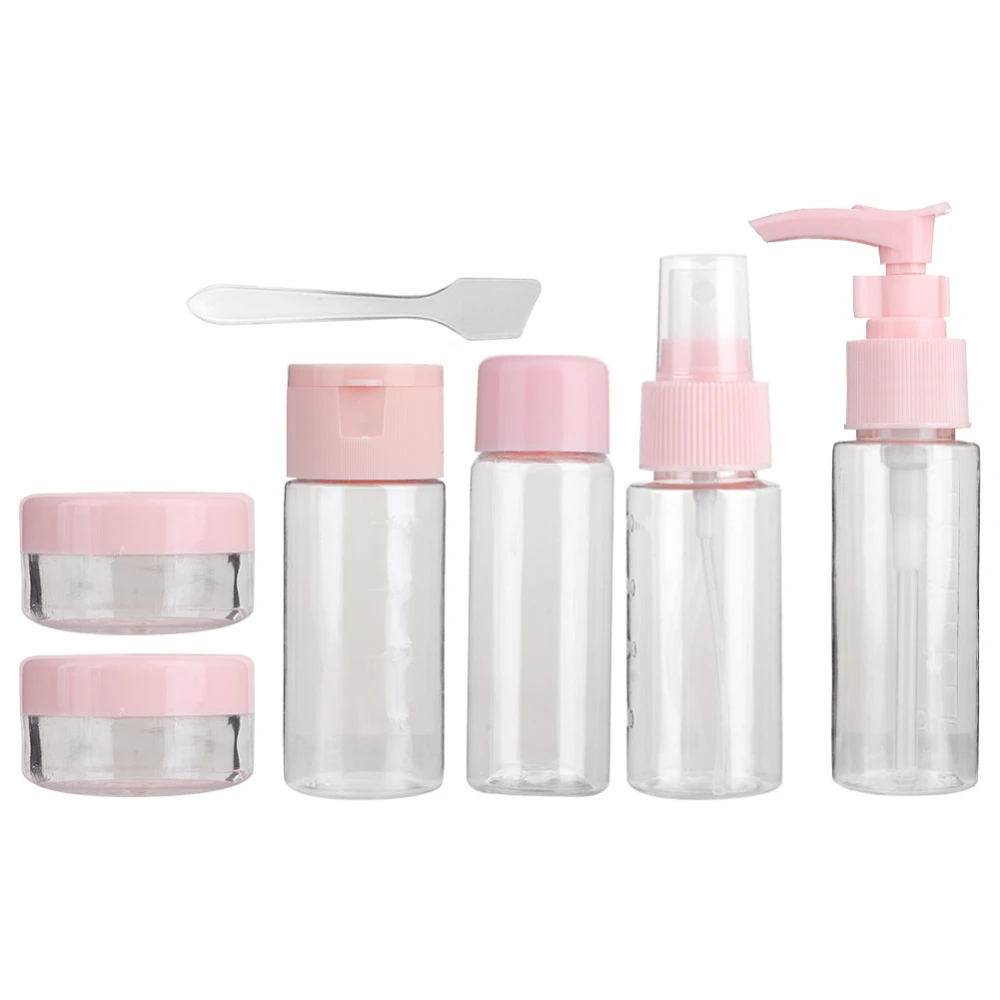 7pcs/Set Portable Reusable Empty Makeup Spray Bottle Lotion Cream Container Kit (Pink)