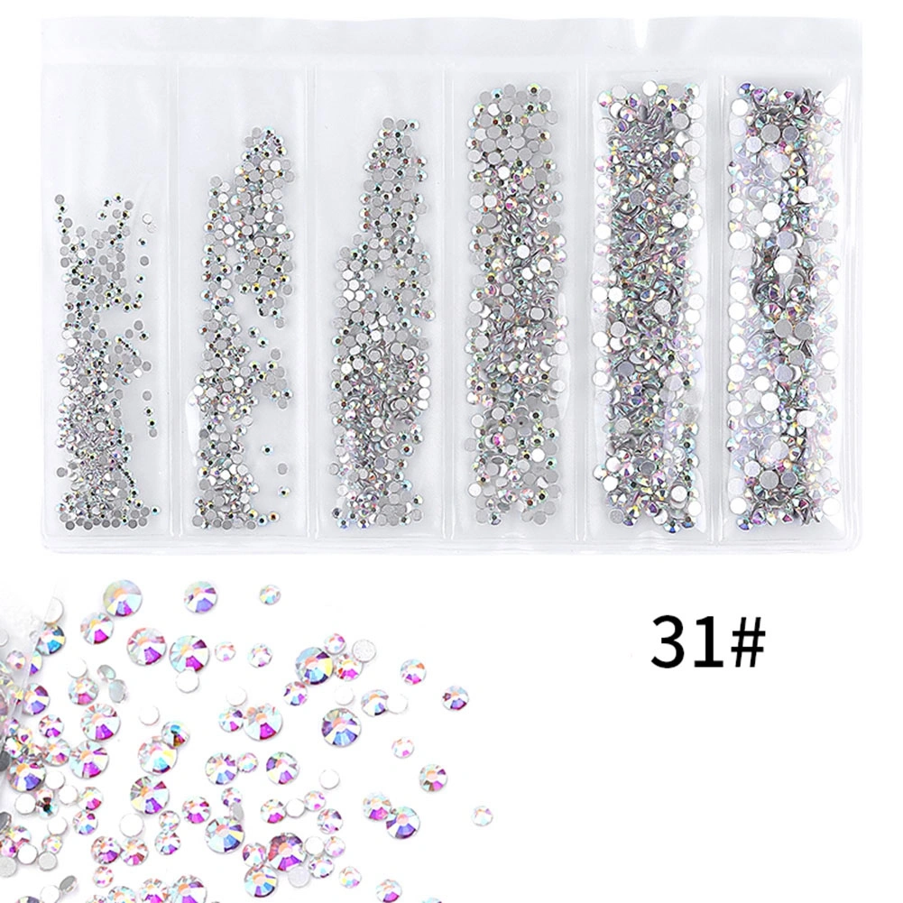 6 Grids Colorful Nail Art Rhinestones Multiple Color Decoration DIY Manicure Tools(31)