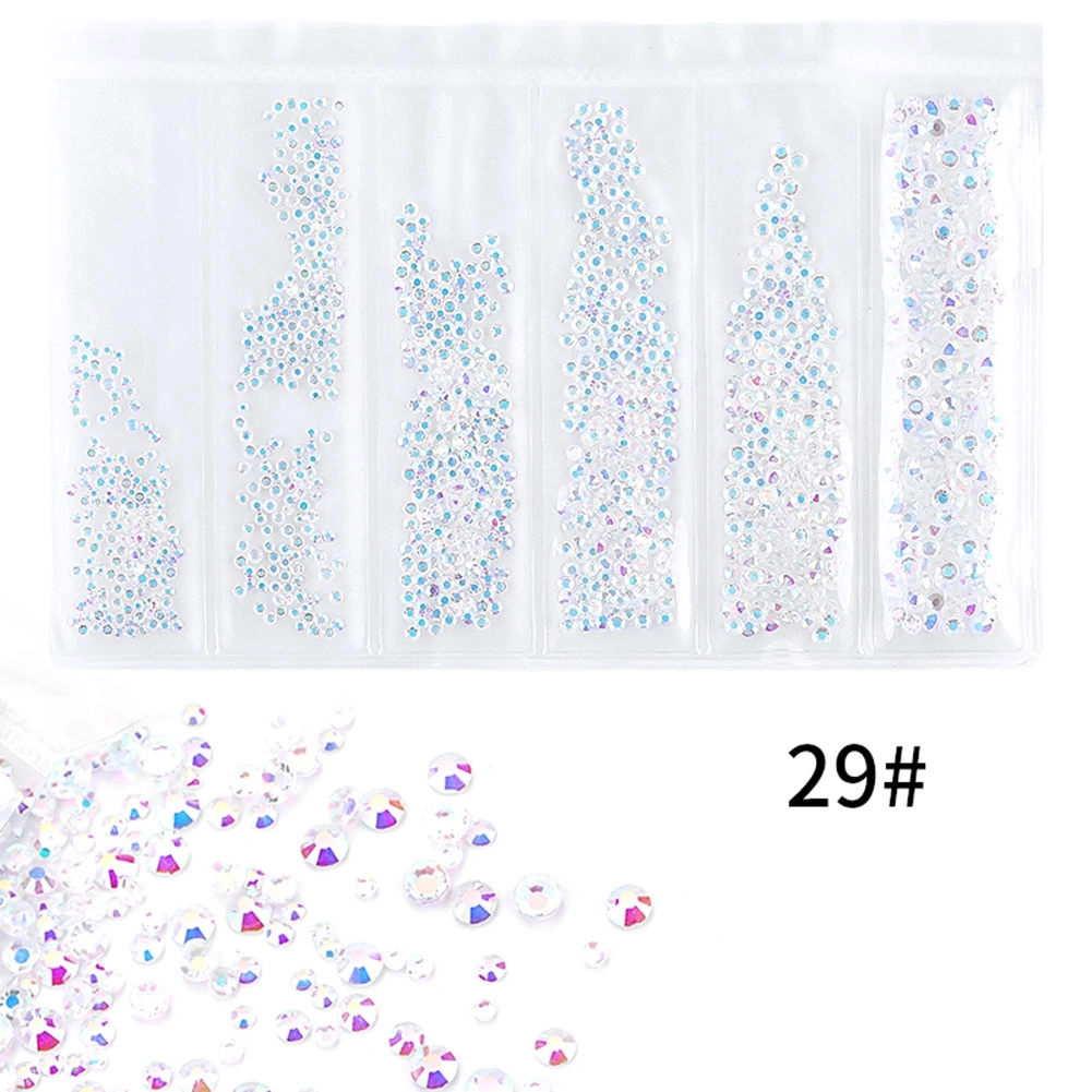 6 Grids Colorful Nail Art Rhinestones Multiple Color Decoration DIY Manicure Tools(29)