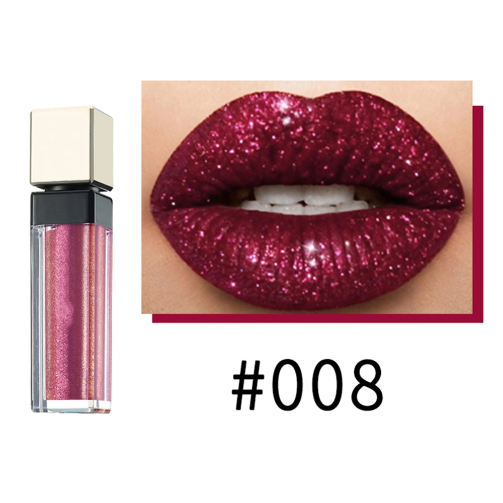 12 Colors Metallic Glitter Non sticky Long Lasting Liquid Lipstick Lipgloss(Metal, 08)