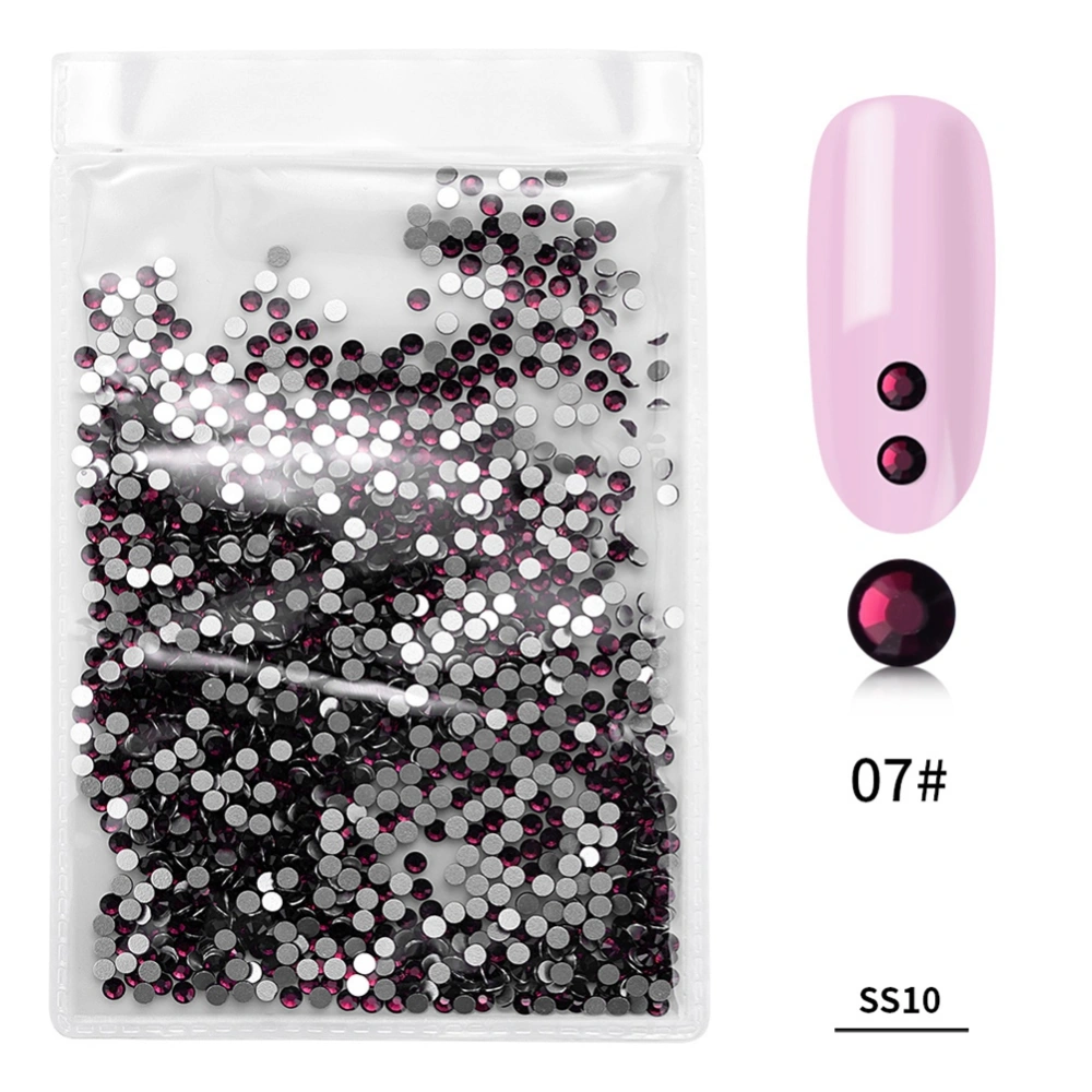 1440Pcs/Bag Fashion Colorful Glass Nail Art Rhinestone Manicure Decoration(Dark Purple)