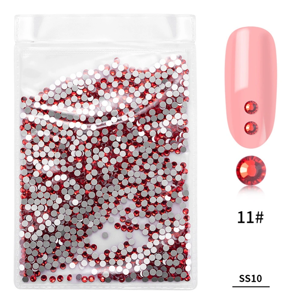 1440Pcs/Bag Fashion Colorful Glass Nail Art Rhinestone Manicure Decoration(Light Red)