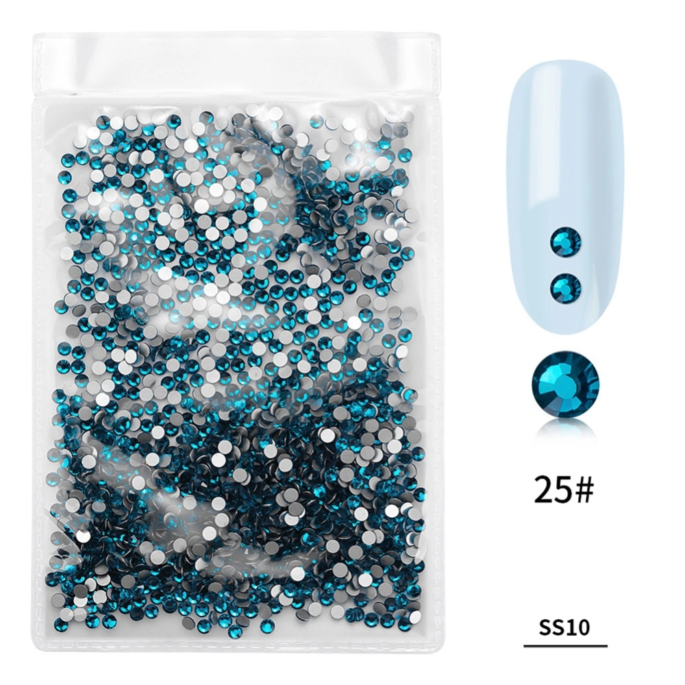 1440Pcs/Bag Fashion Colorful Glass Nail Art Rhinestone Manicure Decoration(Peacock Blue)