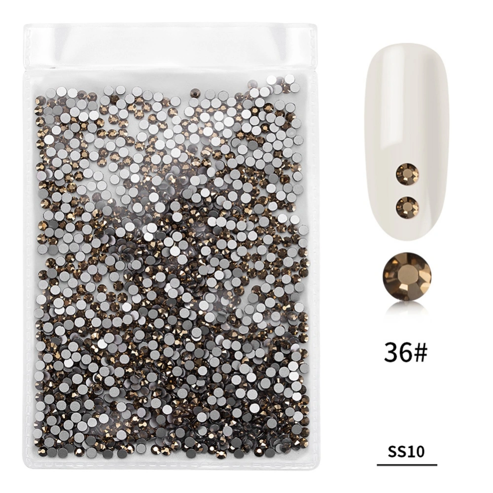 1440Pcs/Bag Fashion Colorful Glass Nail Art Rhinestone Manicure Decoration(Golden Ore Color)