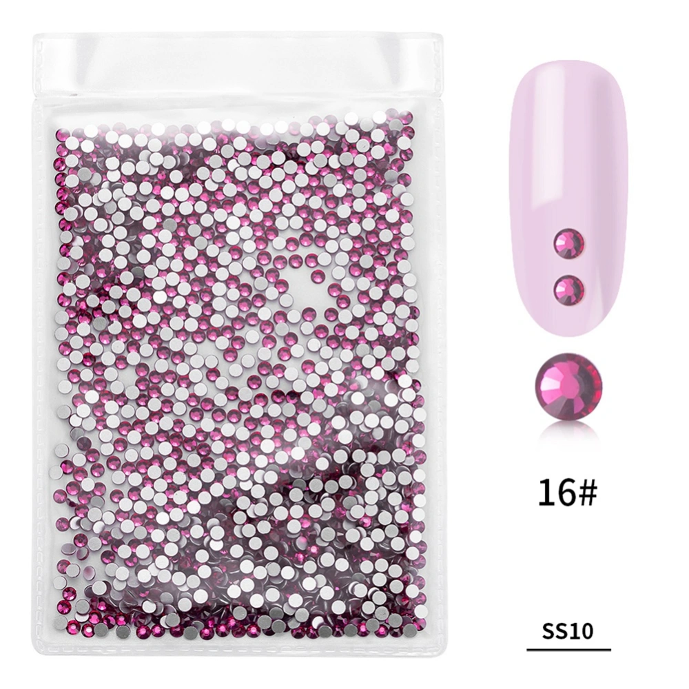 1440Pcs/Bag Fashion Colorful Glass Nail Art Rhinestone Manicure Decoration(Purplish Red)