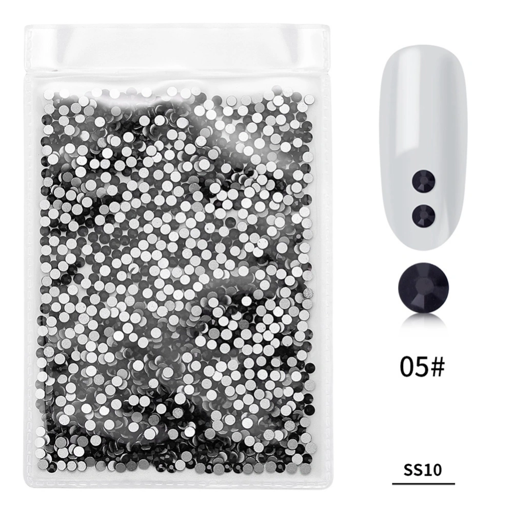 1440Pcs/Bag Fashion Colorful Glass Nail Art Rhinestone Manicure Decoration(Black)