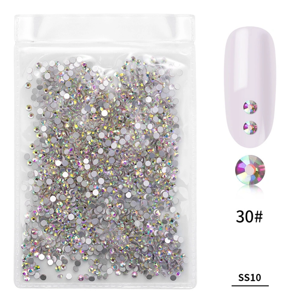 1440Pcs/Bag Fashion Colorful Glass Nail Art Rhinestone Manicure Decoration(White AB)