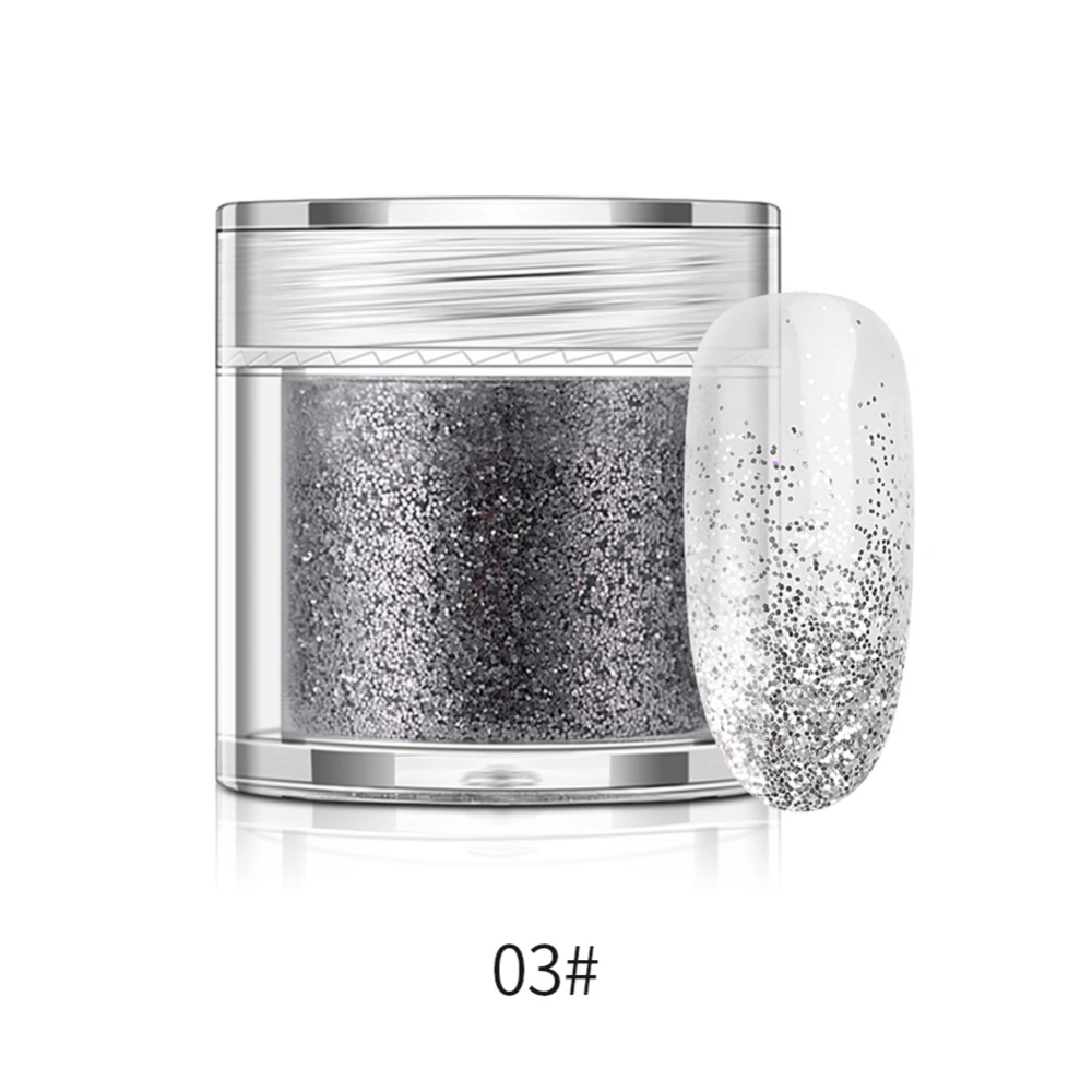 Nail Art Glitter Powder Bottled Manicure Pigment 10g(Silvery Grey)