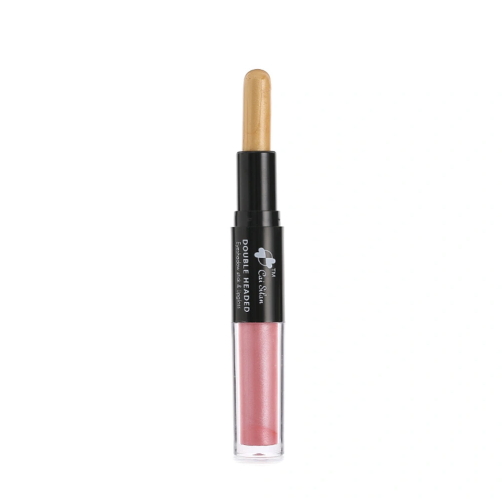 2 in 1 Double-ended Waterproof Eyeshadow Stick + Lip Stick Makeup Cosmetic Tool 2#