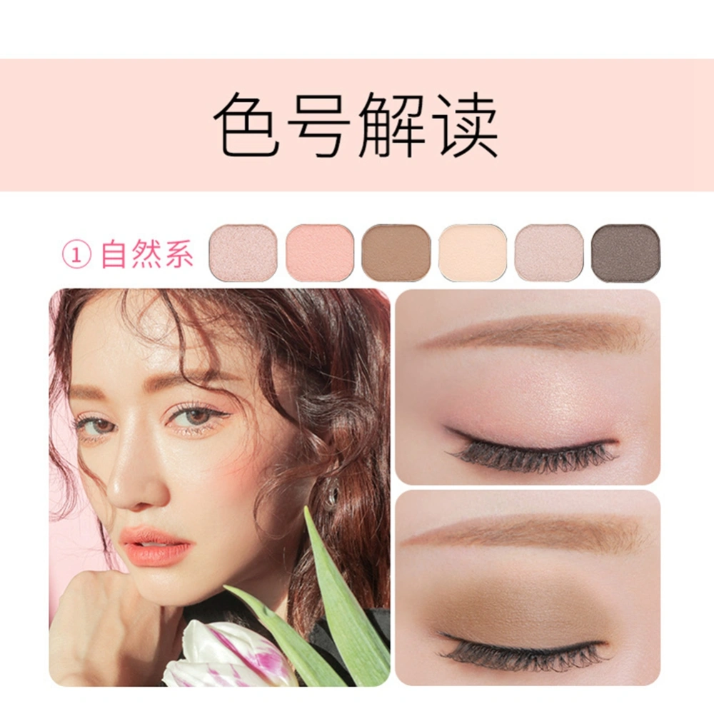 6Color Watyerproof Matte&Glitter Eyeshadow Compact Eyes Pigment Palette Makeup Cosmetic 01