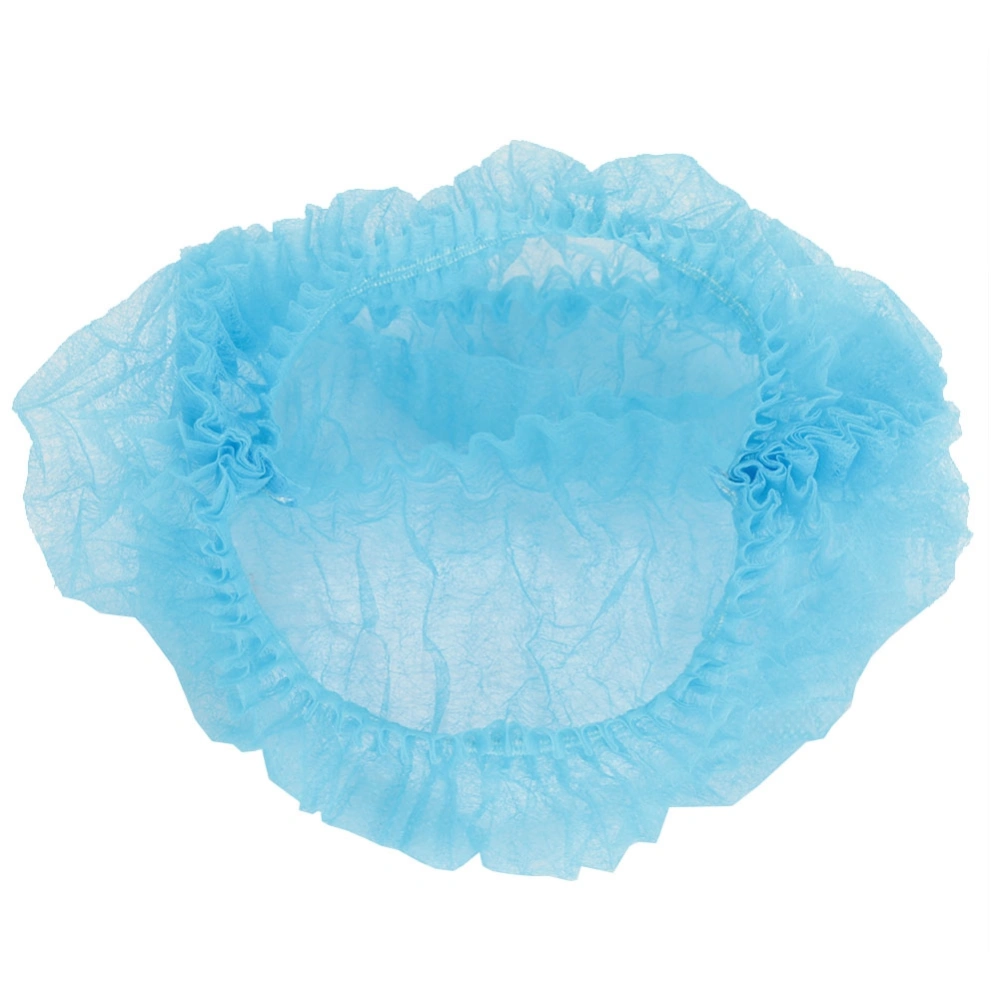 100PCS Disposable Hair Cap Non Woven Anti Dust Hat Strip Blue NOn woven Caps for Salon