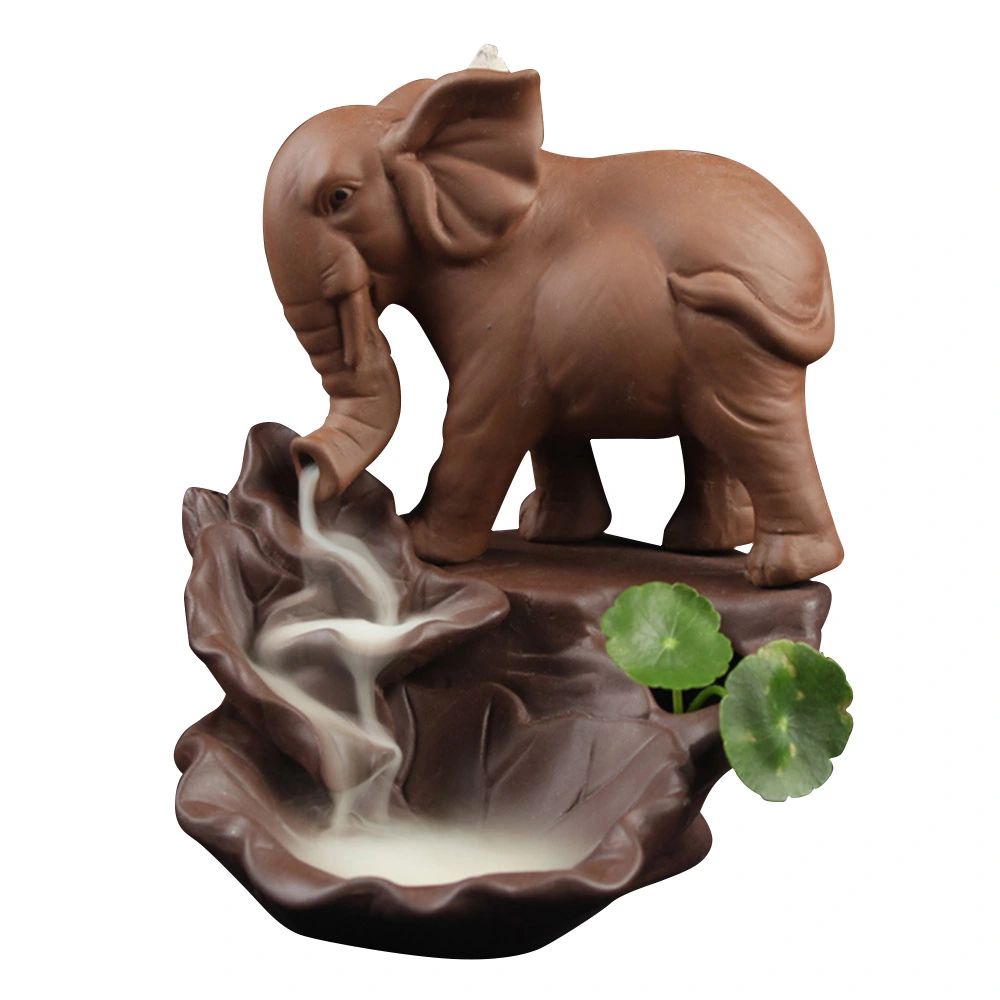 Cute Elephant Backflow Incense Burner Ceramic Incense Holder for Decor