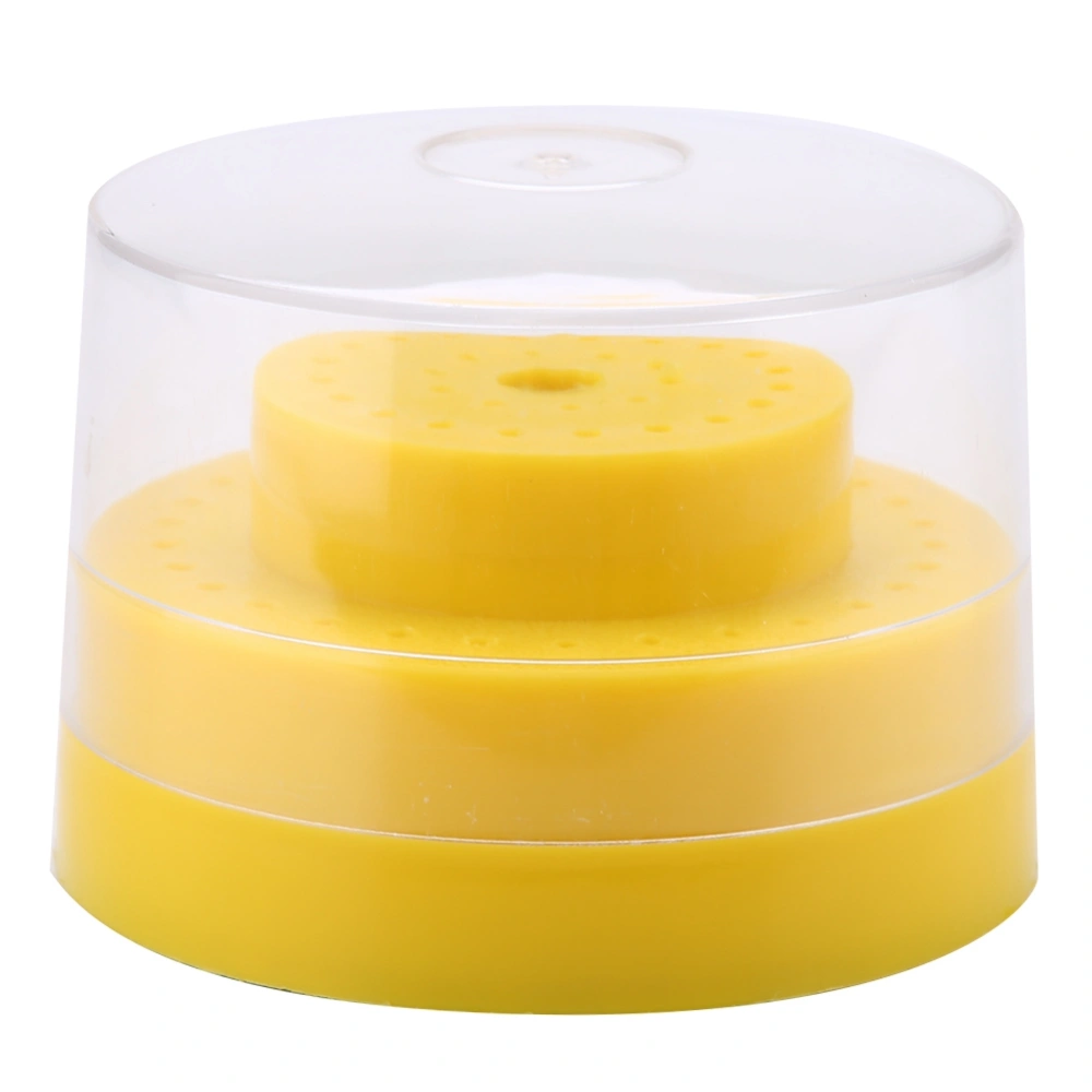 60 Holes Slots Round Bur Holder Block Case Holder Dental Instrument (Yellow)