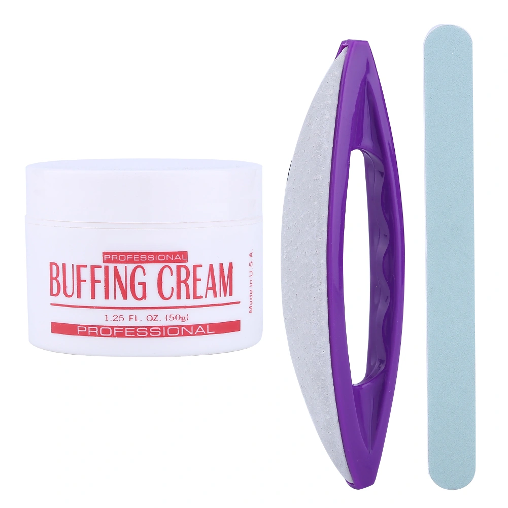 3Pcs Set Nail Art Buffing Cream Nail Brush Buffer Varnish Polish + Polishing Strip Nail Art S