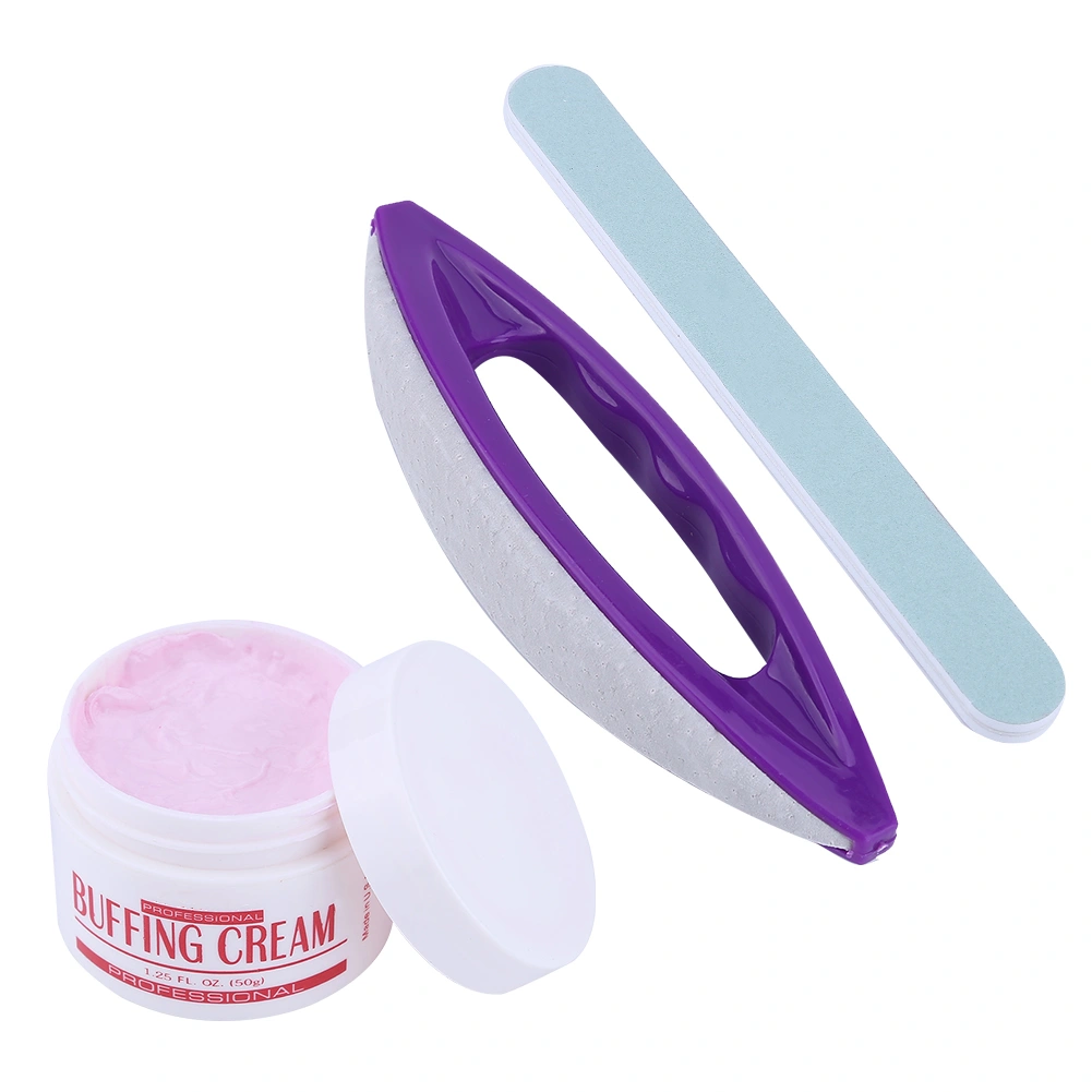 3Pcs Set Nail Art Buffing Cream Nail Brush Buffer Varnish Polish + Polishing Strip Nail Art S