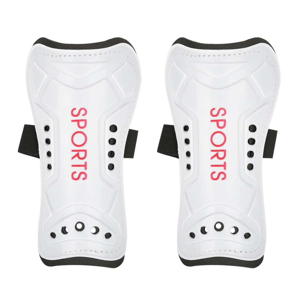 A Pair Child Football Shin Pads Training Leg Guards Safety Protector Adjustable Strap (White)