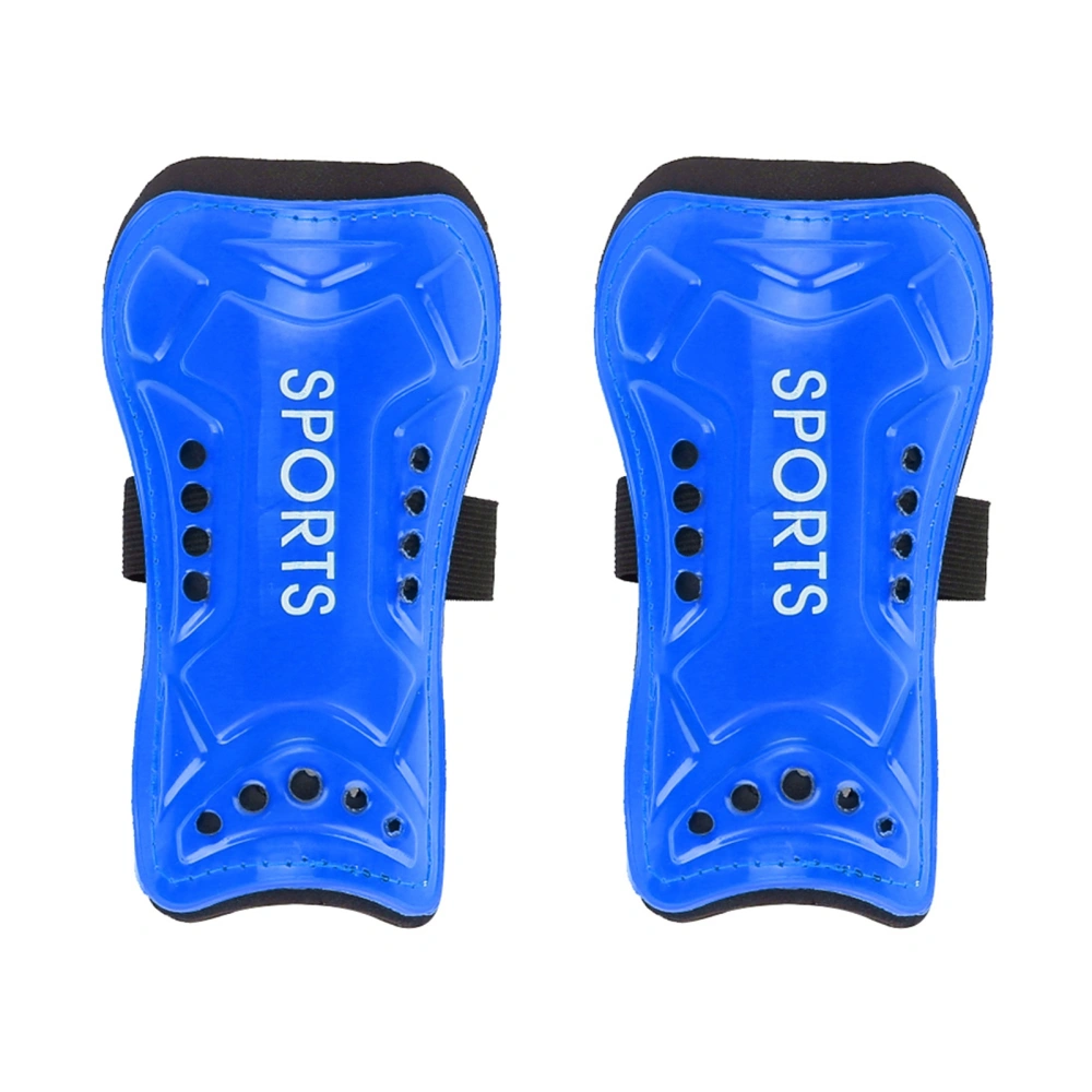 A Pair Child Football Shin Pads Training Leg Guards Safety Protector Adjustable Strap (Blue)