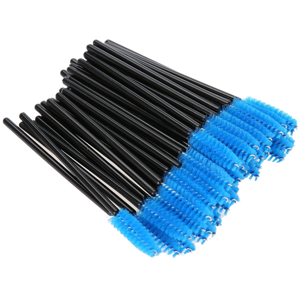 50Pcs Disposable Eyelash Brush Makeup Mascara Wands Curel Extension Applicator Tools Blue