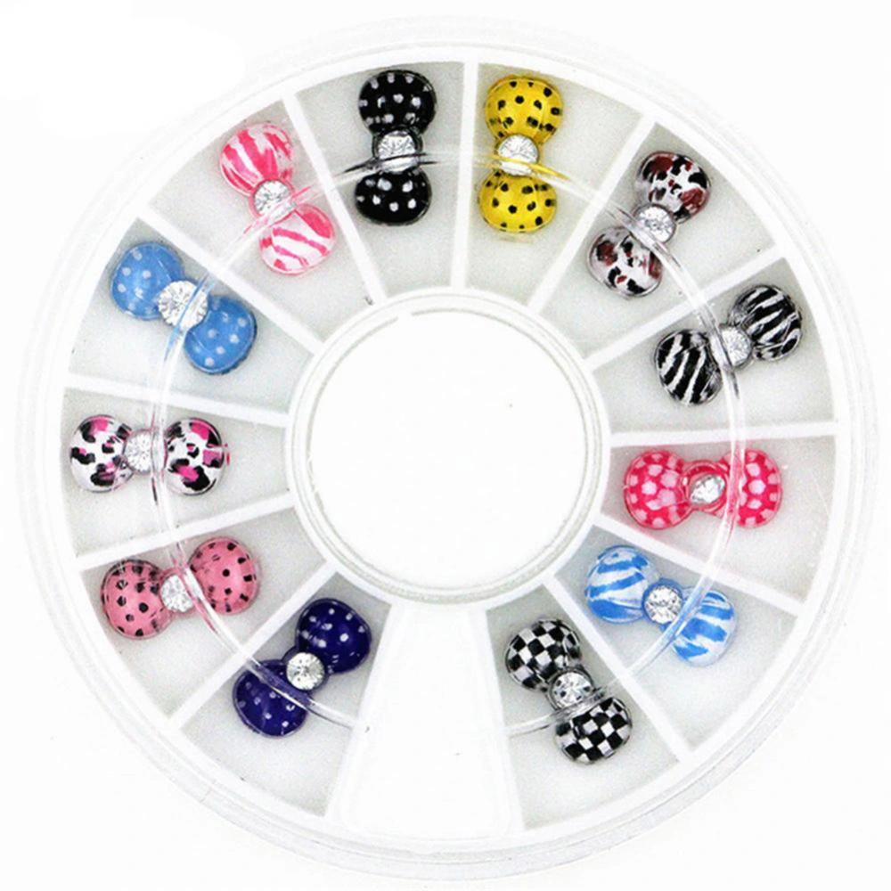 12pcs Colorful Resin Bowknot Decoration DIY Manicure Accessory Decals for UV Nail Art