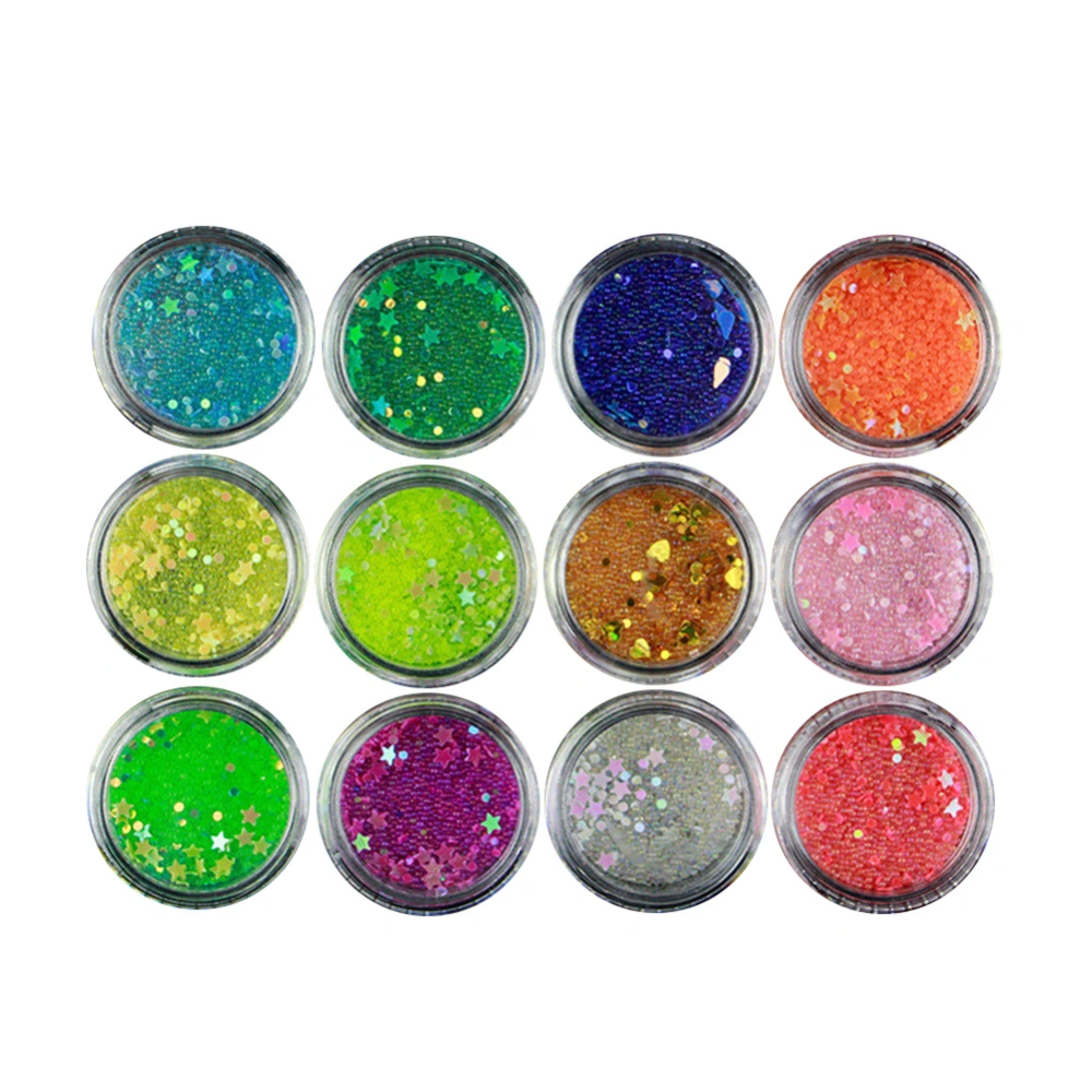 12 Colors Colorful Caviar Mini Beads Pentagram Paillette for DIY Nail Art Decoration Manicure