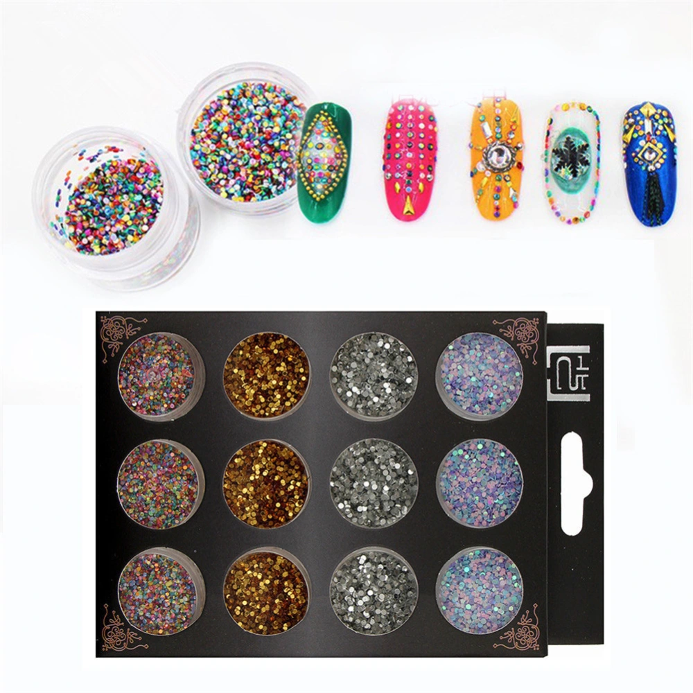 4 Colors Glitter Mini Round Shape Mixing Color Decoration DIY Nail Art Stickers Sequins