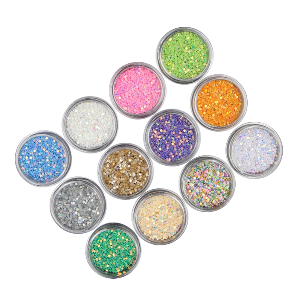 12 Colors Glitter Round Shape Mixing Color Decoration DIY Nail Art Stickers Sequins