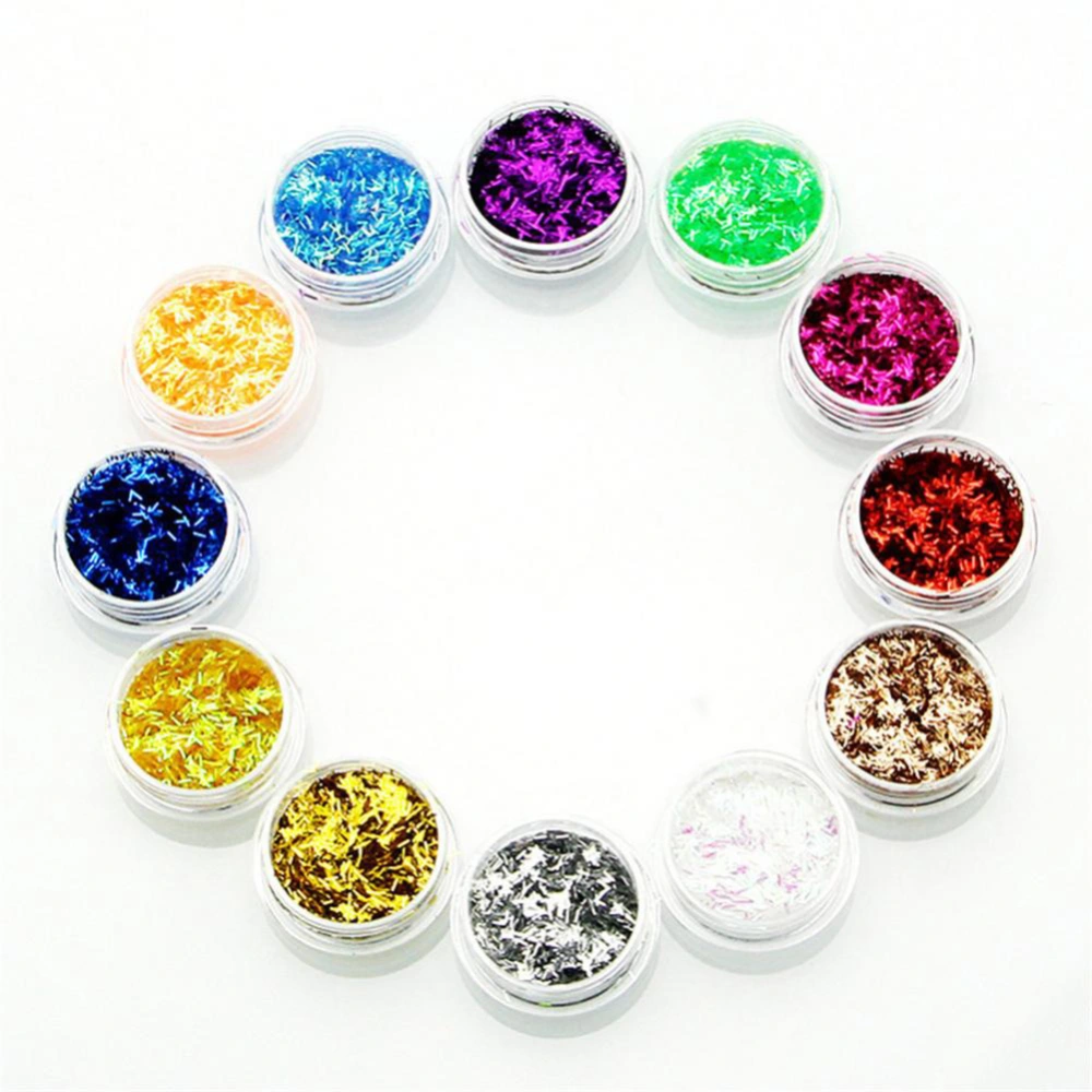 12 Colors Long Line Nail Art Decorations Glitter Strip Mixing Nail Art Sticker Manicure Tools